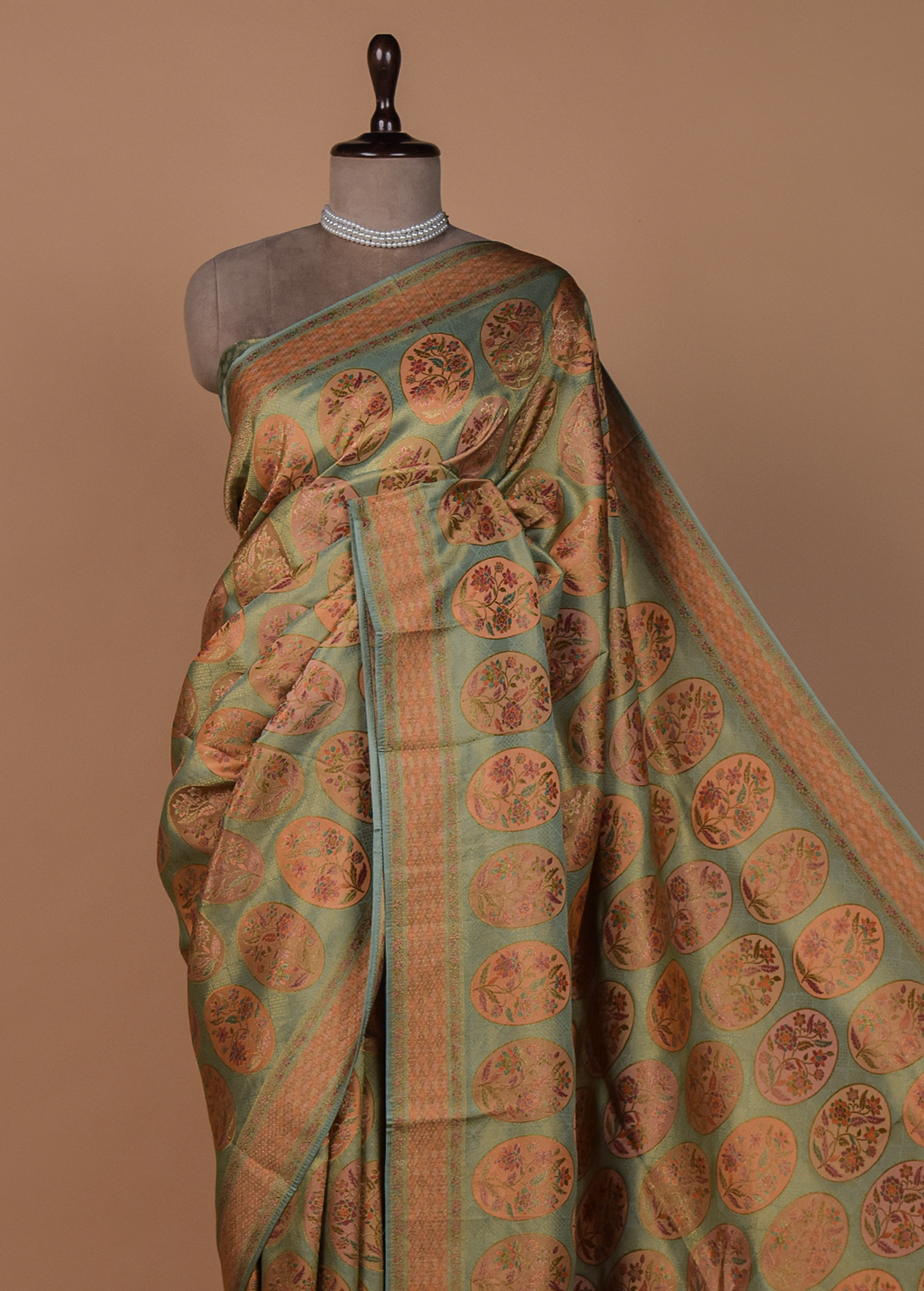 Green Moroccan Silk Embroidered Saree
