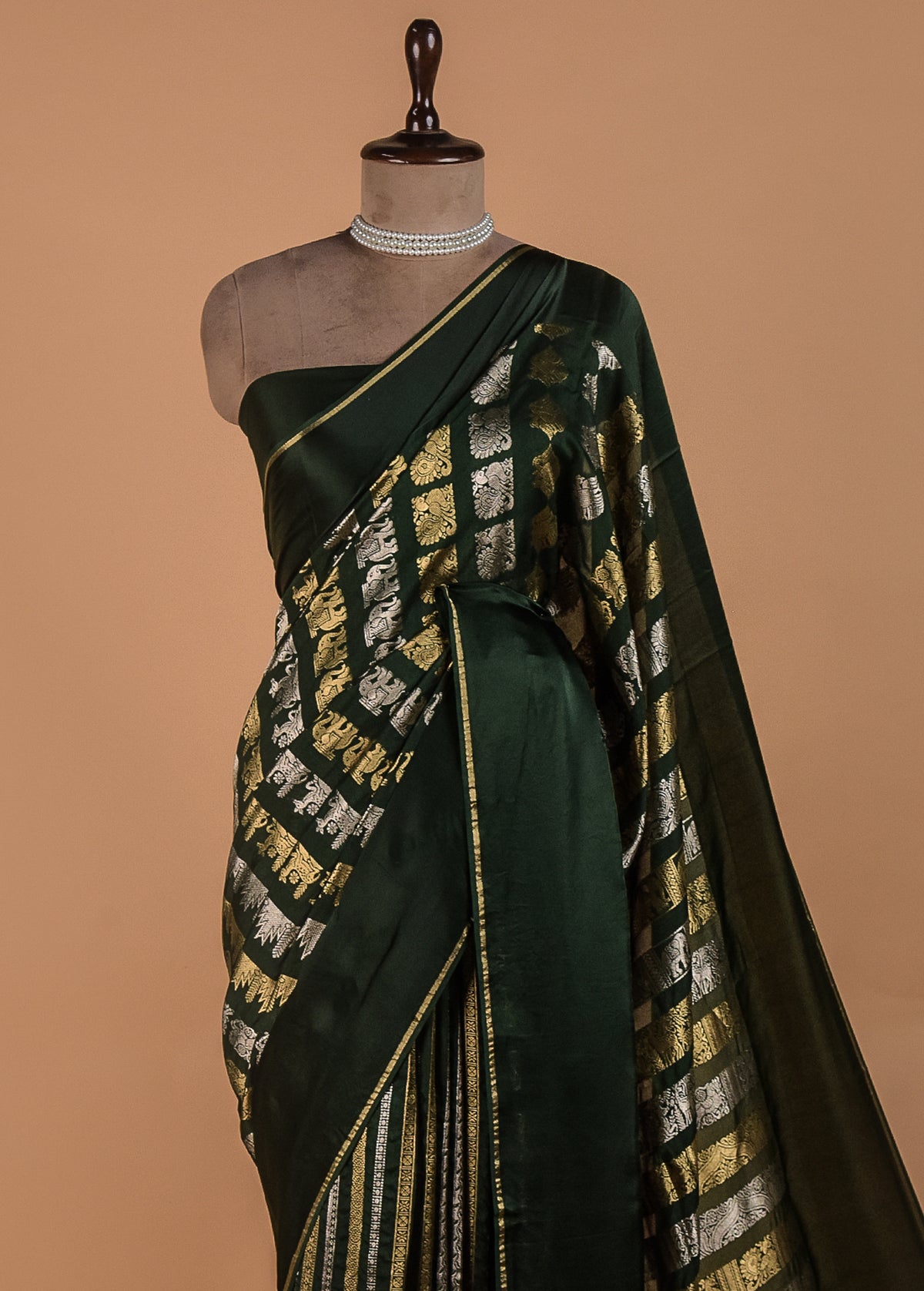 Green Satin Kanjeevaram Saree