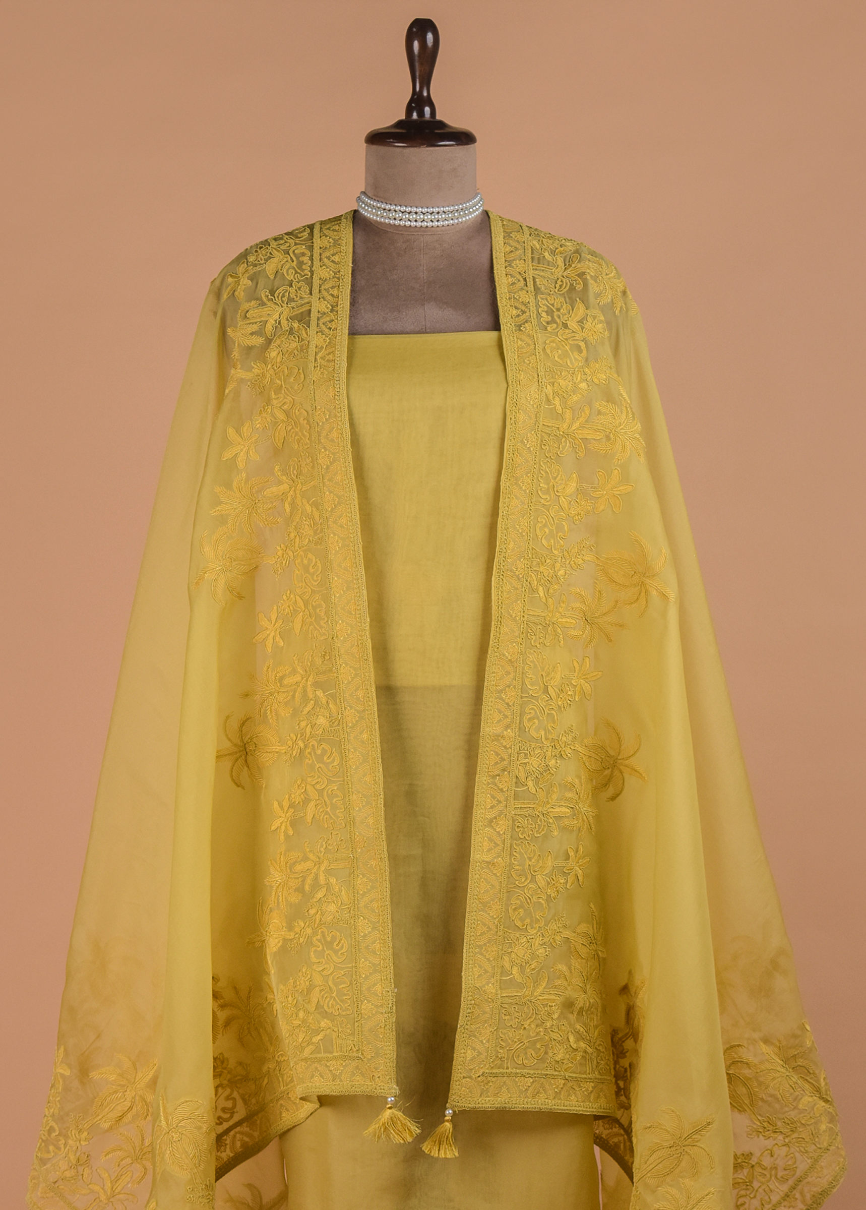 Yellow Organza Dress Material - Image 2 | Greenways Delhi
