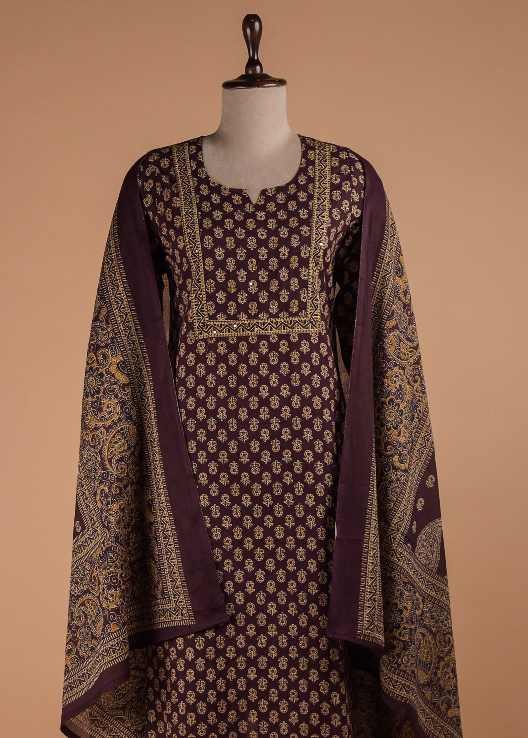 Purple Cotton Straight Set