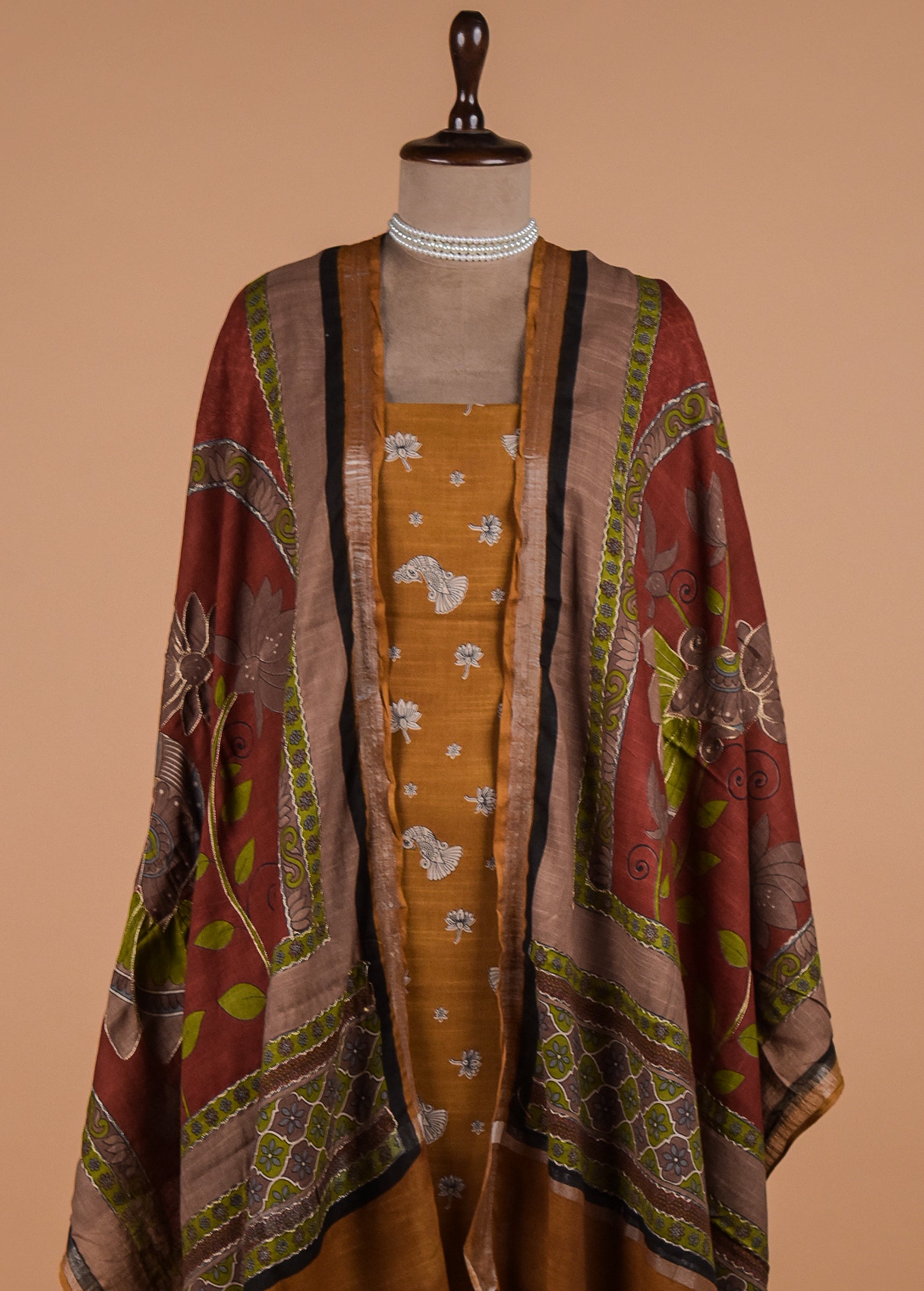 Yellow Cotton Silk Dress Material