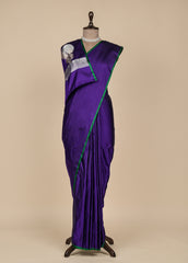 Purple Satin Silk Banarasi Saree