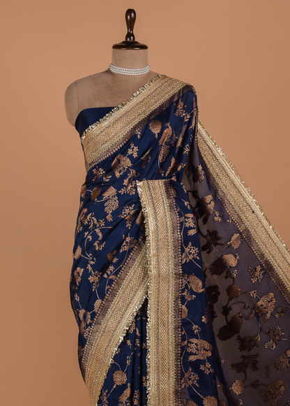 Blue Organza Embroidered Saree