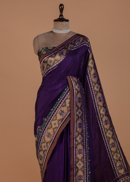 Purple Art Silk Patola Saree
