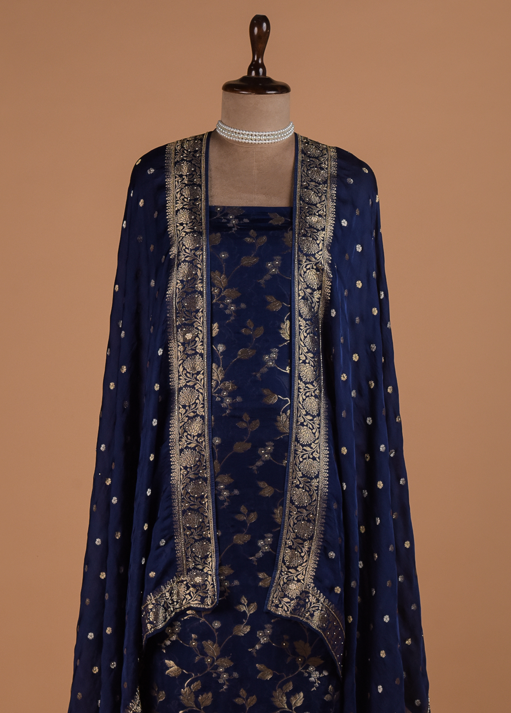 Blue Silk Dress Material - Image 2 | Greenways Delhi