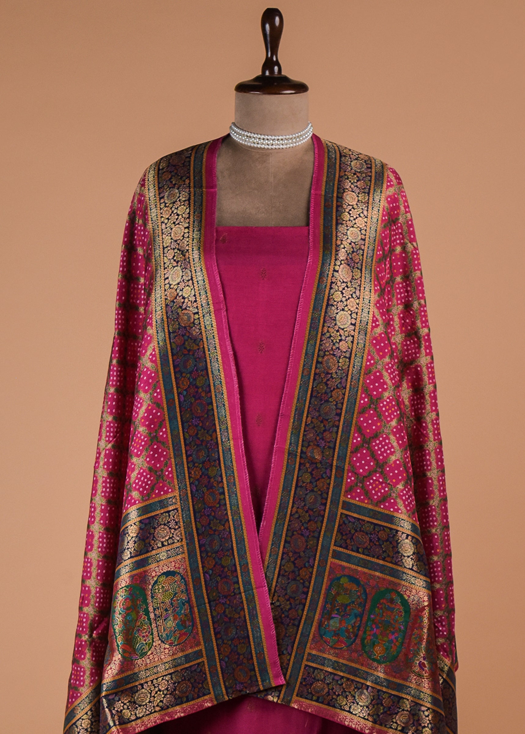 Pink Dola Silk Dress Material