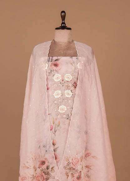 Pink Organza Dress Material