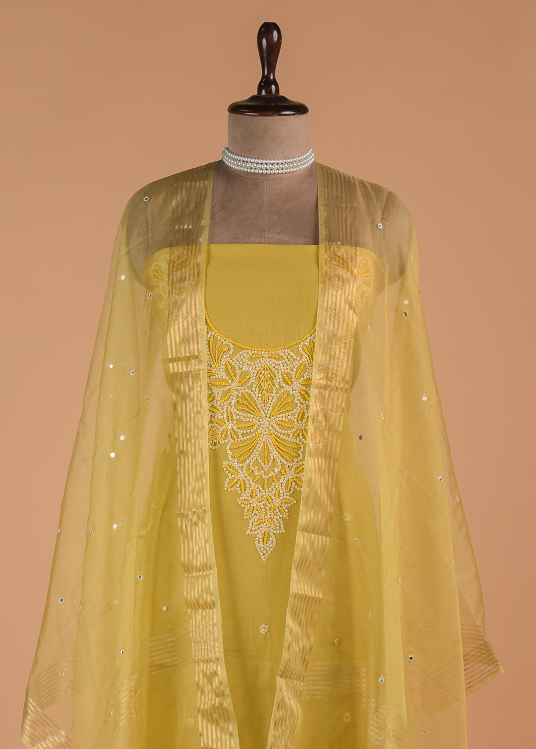 Yellow Cotton Dress Material | Greenways