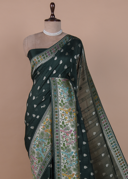 Green Art Tussar Georgette Banarasi Saree