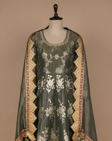 Green Tissue Silk Anarkali Set