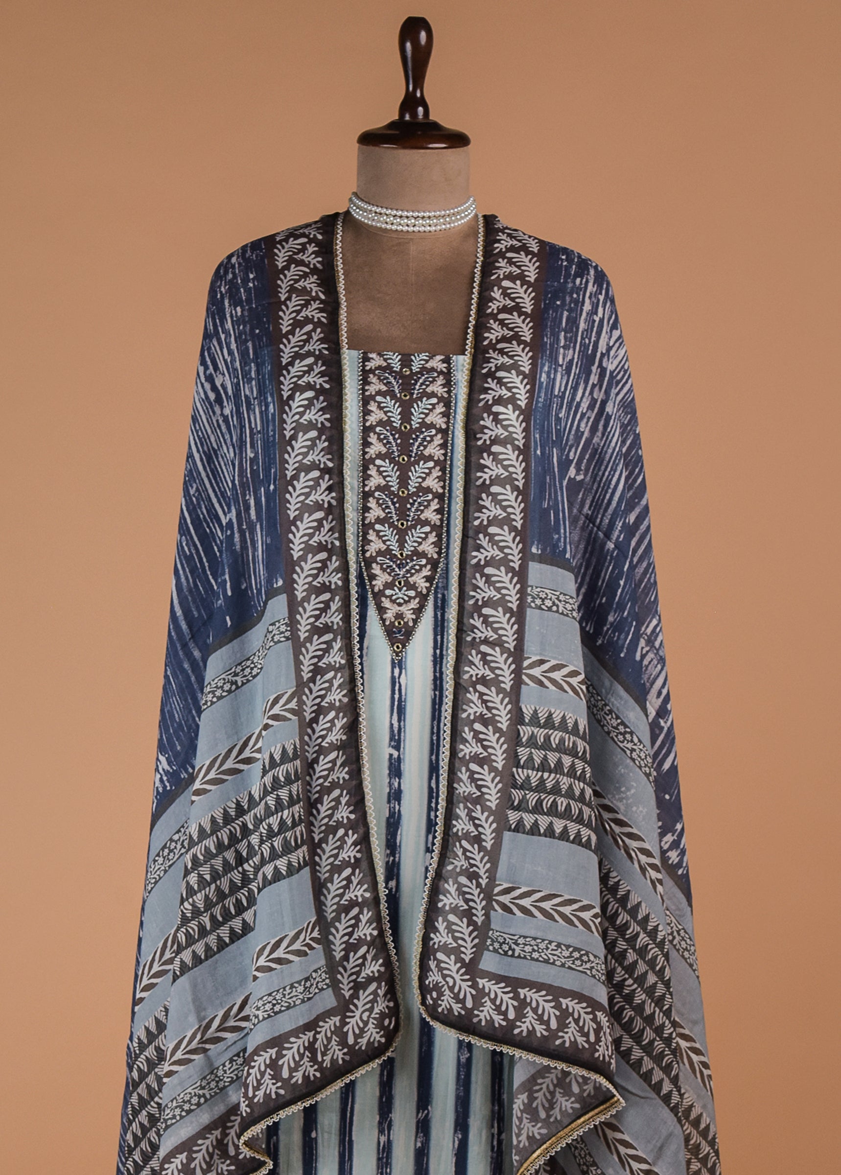 Blue Cotton Silk Dress Material