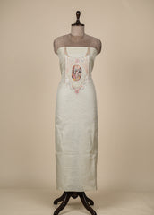 White Chanderi Dress Material