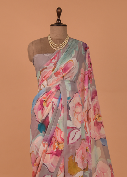 Multicoloured Georgette Printed Saree