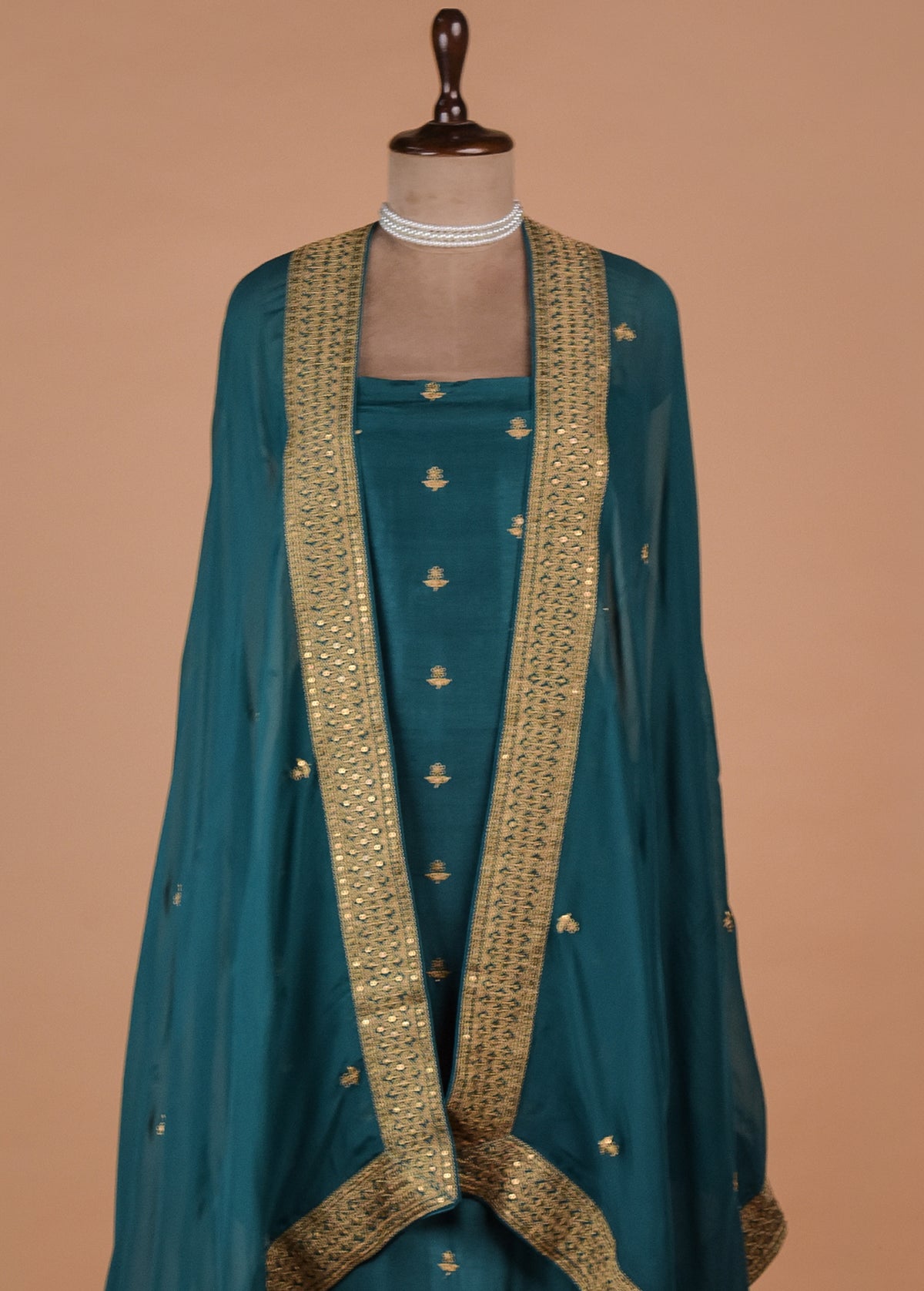 Blue Tussar Dress Material