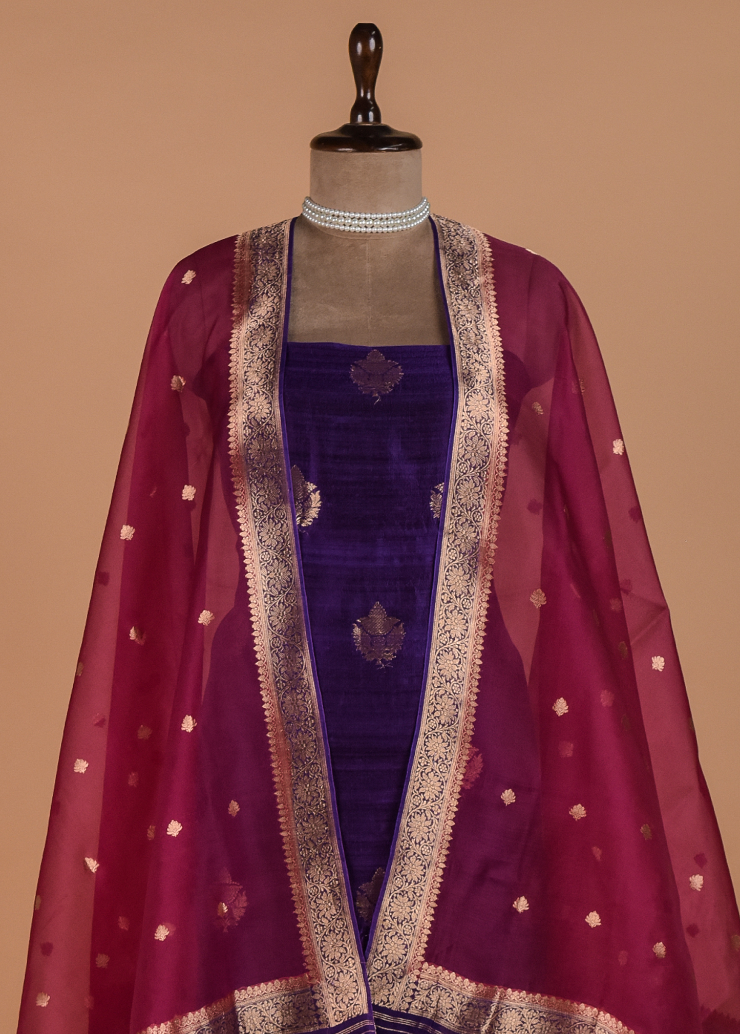 Purple Tussar Dress Material