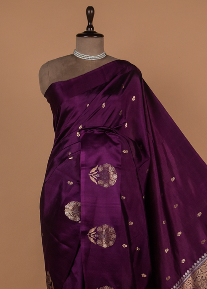 Purple Silk Banarasi Saree
