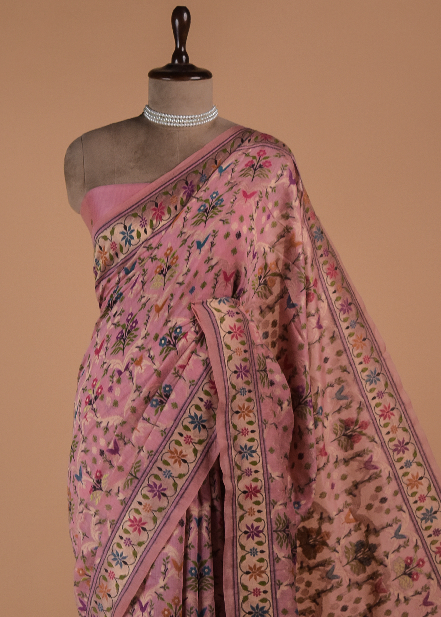 Pink Cotton Banarasi Saree
