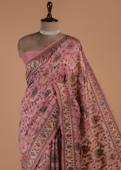 Pink Cotton Banarasi Saree