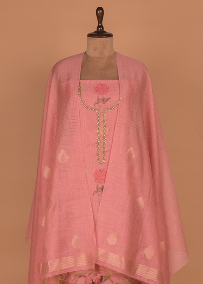 Pink Cotton Silk Dress Material