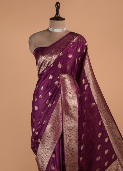 Purple Art Silk Banarasi Saree