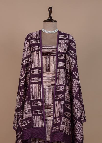 Purple Cotton Tussar Dress Material