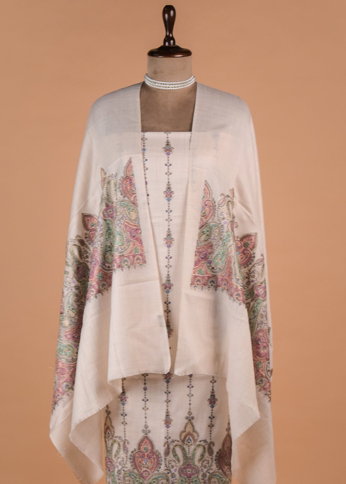 White Pashmina Dress Material
