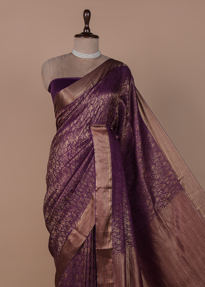 Purple Crepe Silk Banarasi Saree