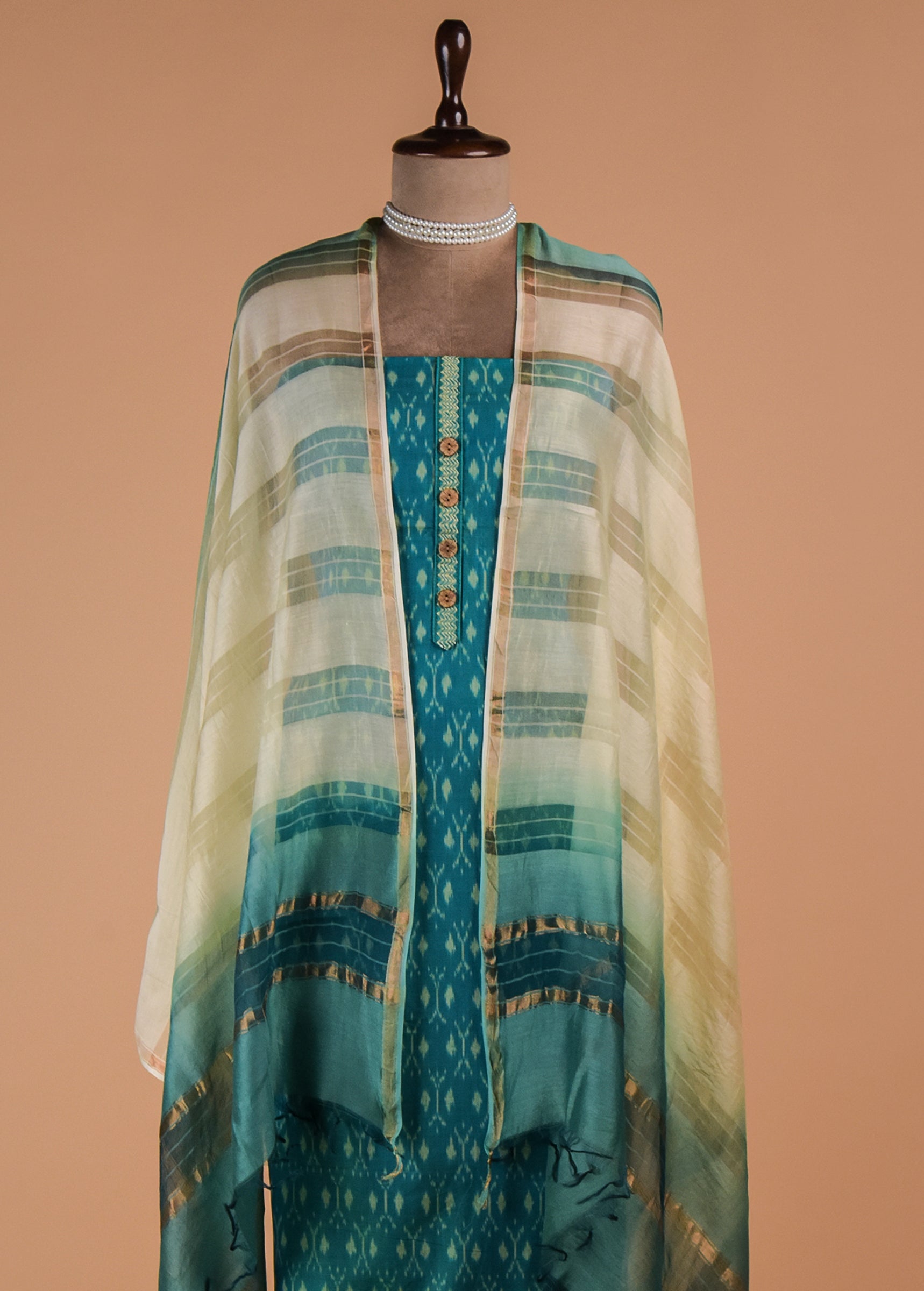 Blue Handloom Cotton Dress Material