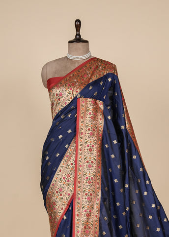 Blue Art Silk Banarasi Saree