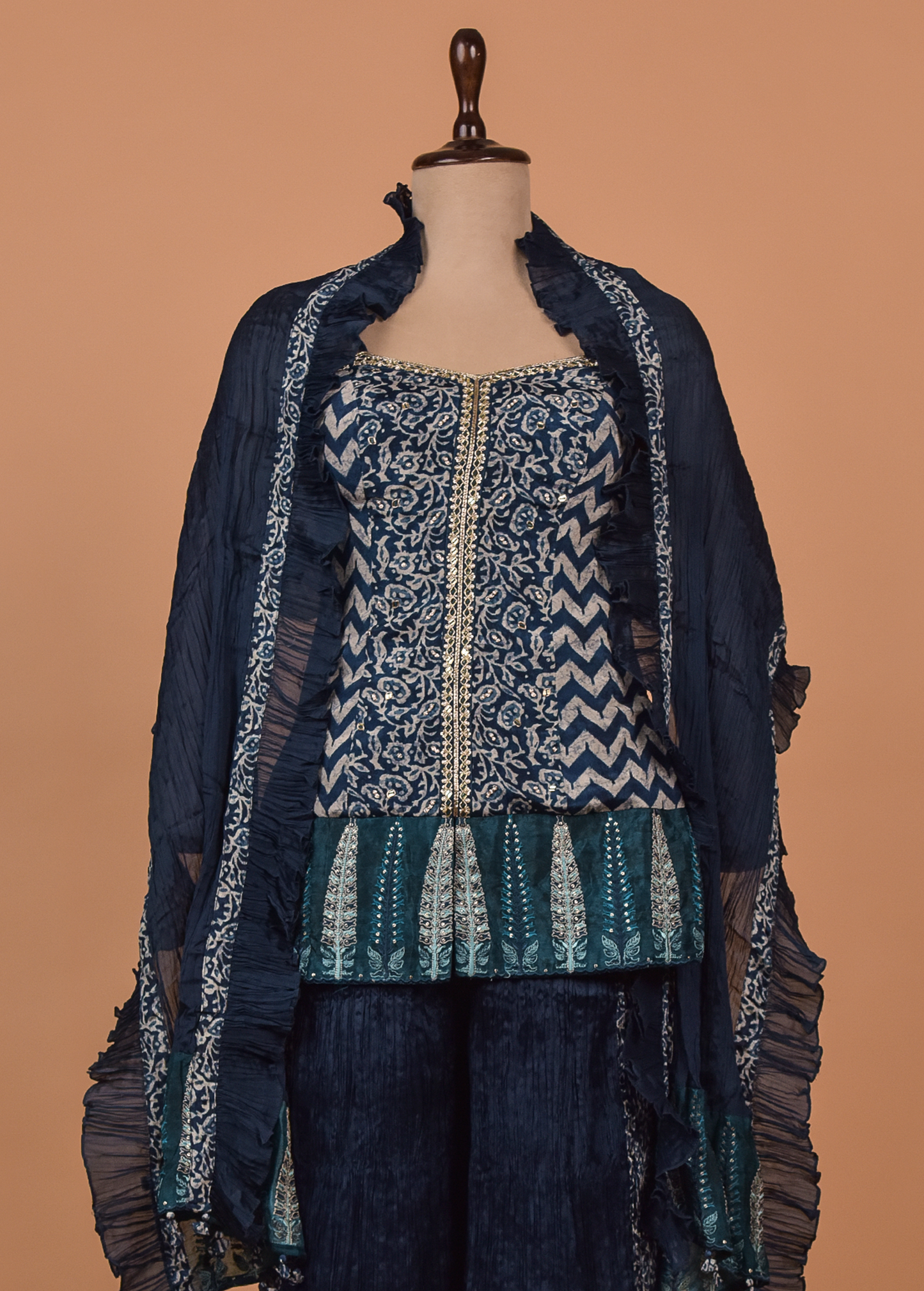 Blue Georgette Sharara Set