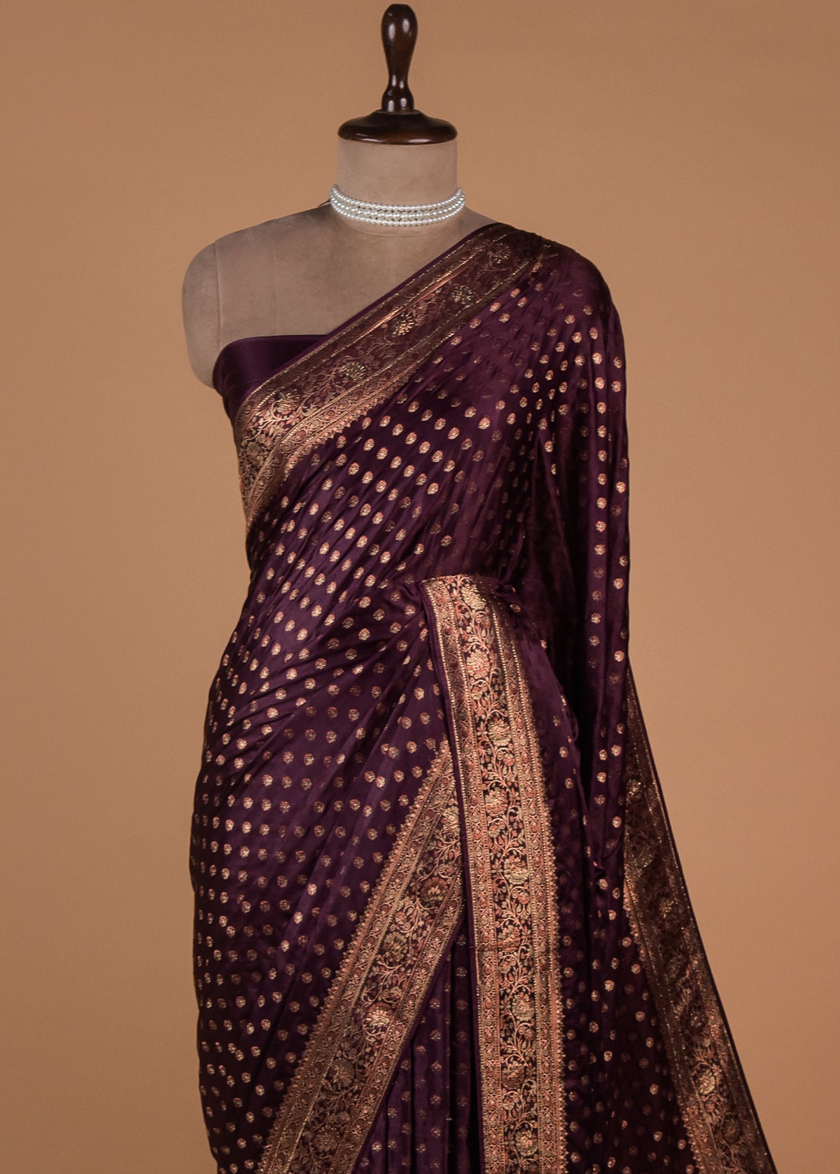 Purple Moroccan Silk Banarasi Saree