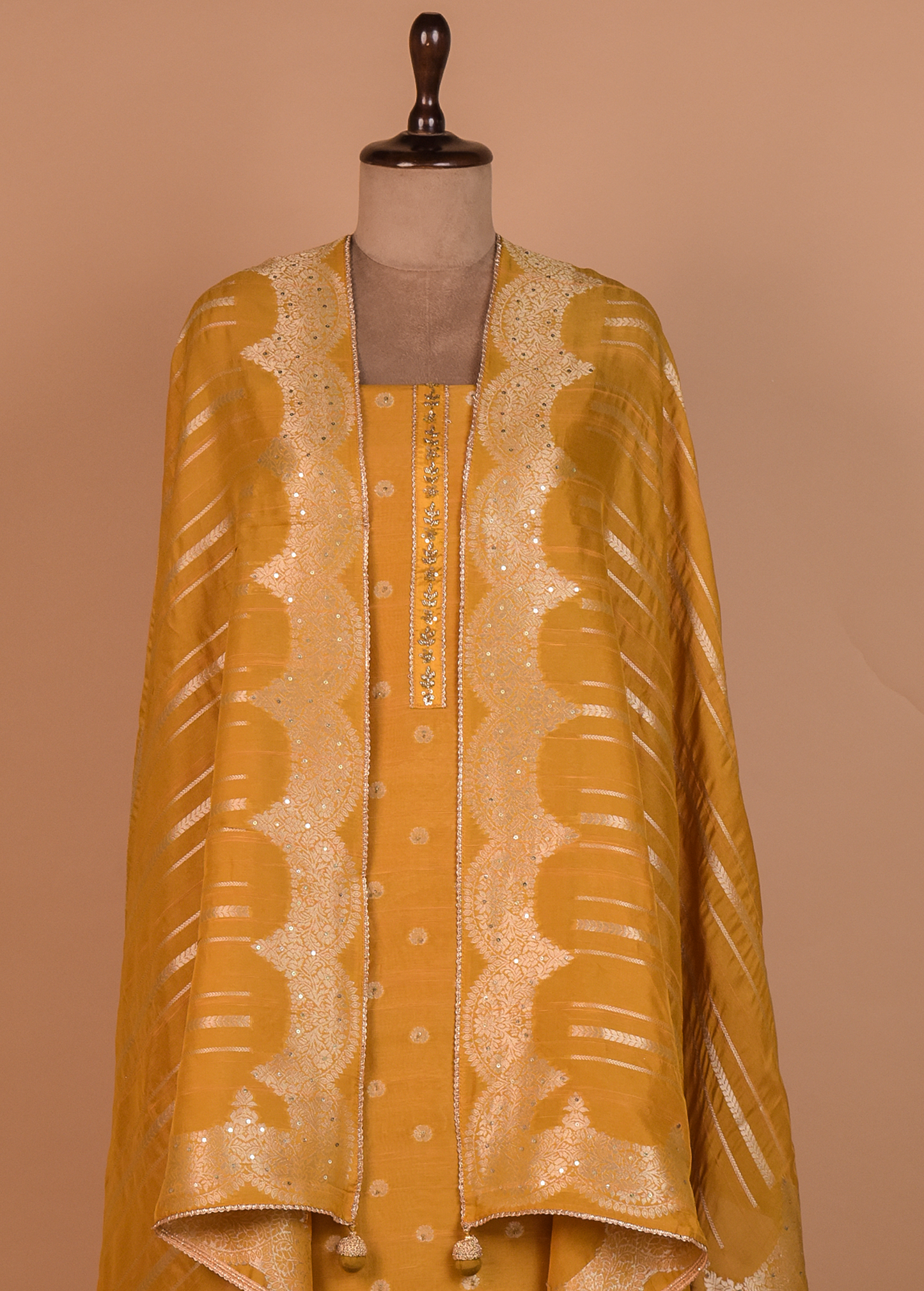 Yellow Chanderi Dress Material