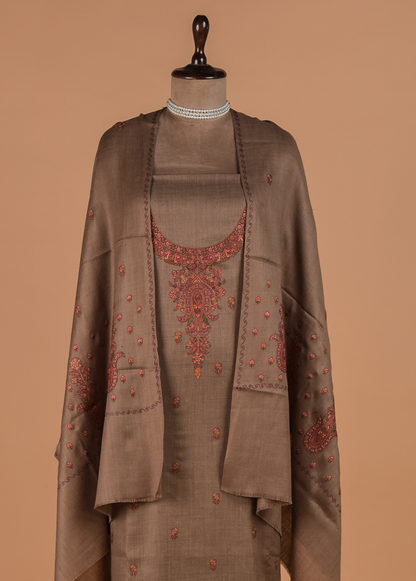 Grey Pashmina Dress Material