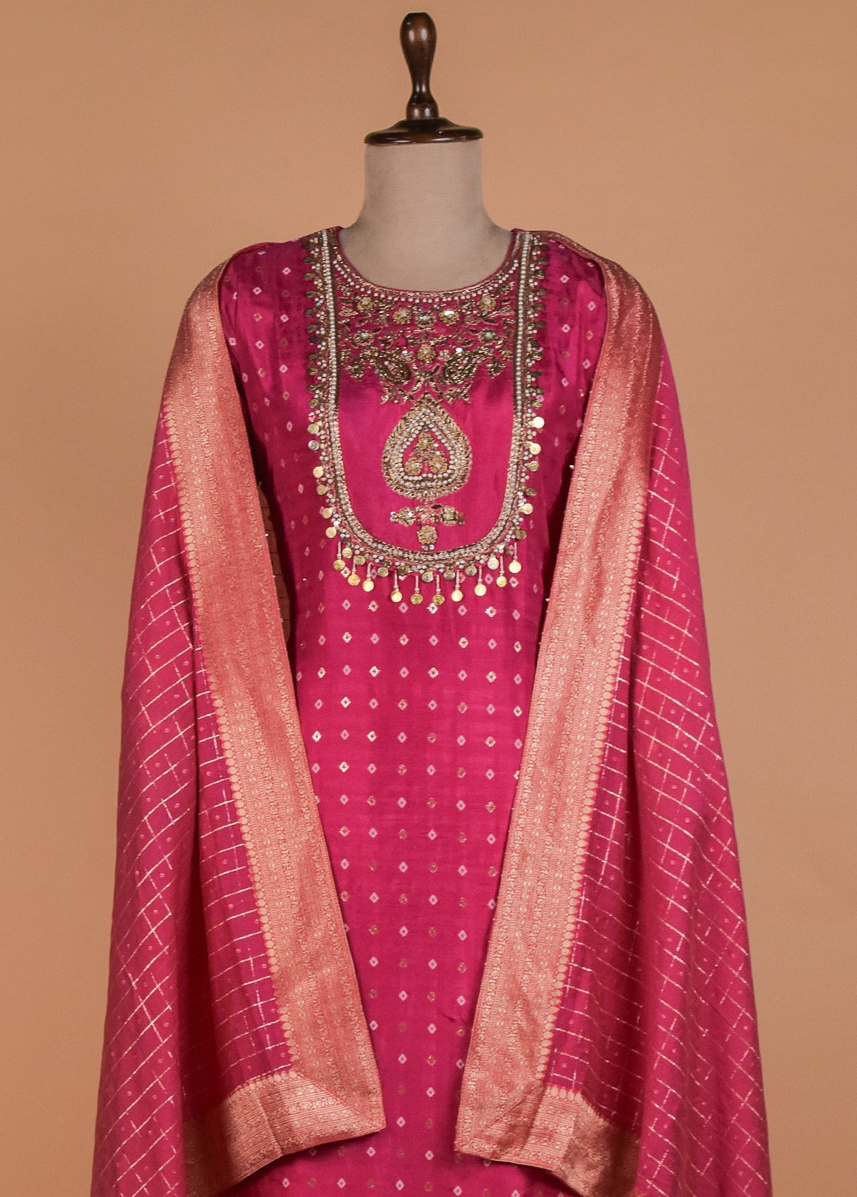 Pink Dola Silk Straight Set
