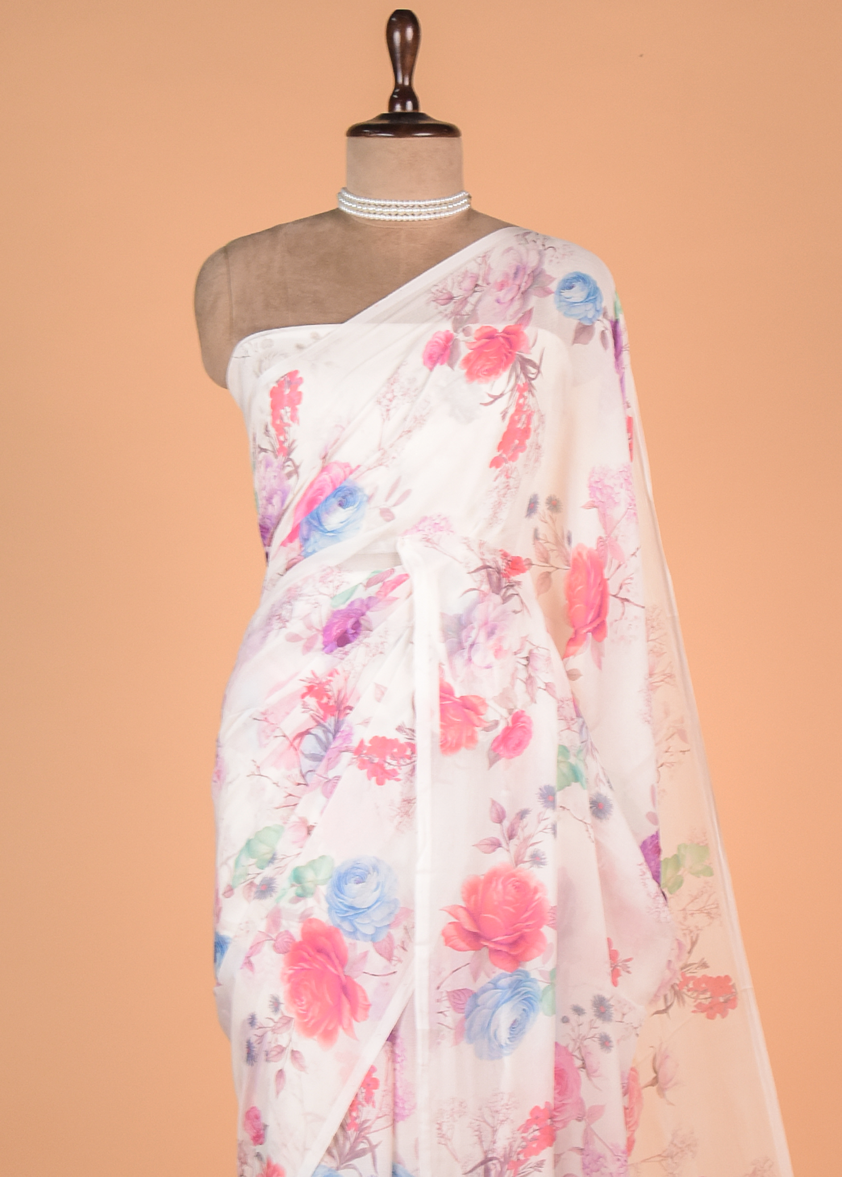 Multicoloured Chifon Printed Saree