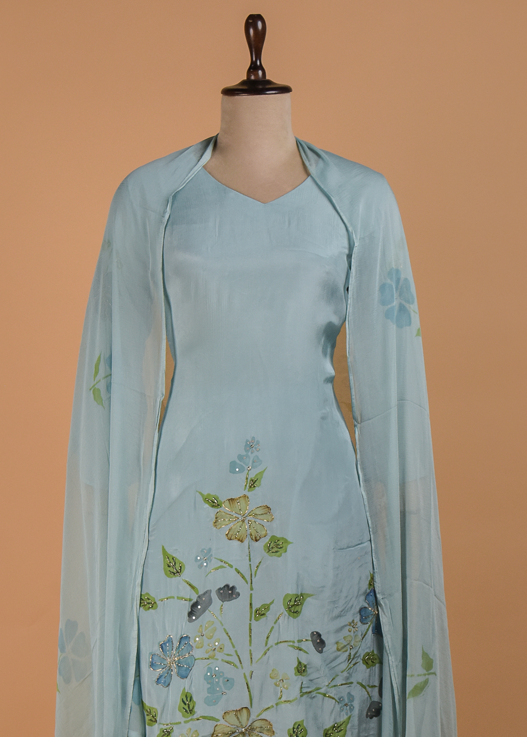 Blue Crepe Straight Set