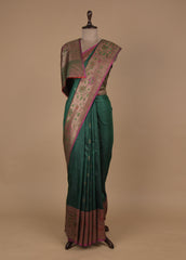 Green Dupion Silk Banarasi Saree