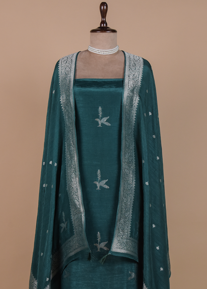 Green Cotton Silk Dress Material