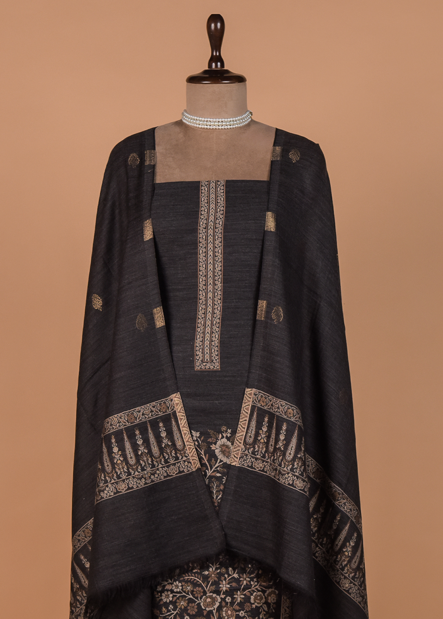 Black Pashmina Dress Material