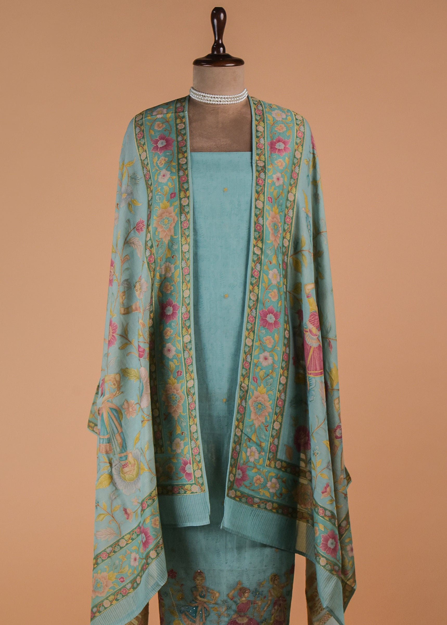 Blue Cotton Silk Dress Material