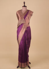 Purple Tussar Banarasi Saree