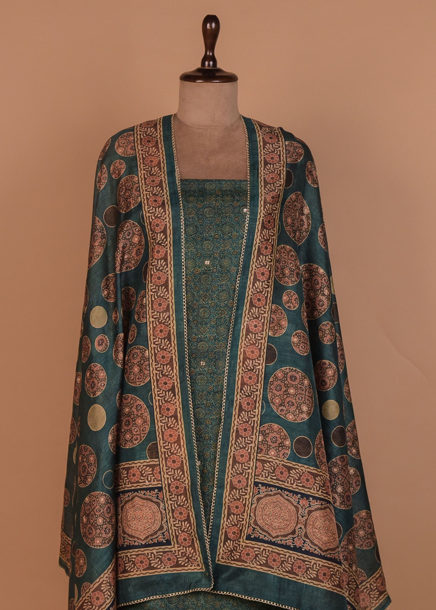 Green Tussar Dress Material