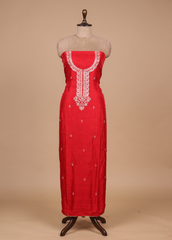 Red Crepe Silk Dress Material