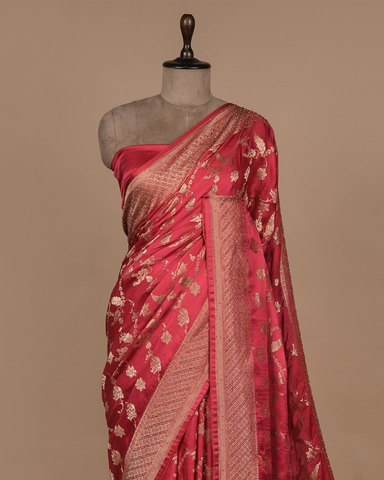 Pink Satin Saree