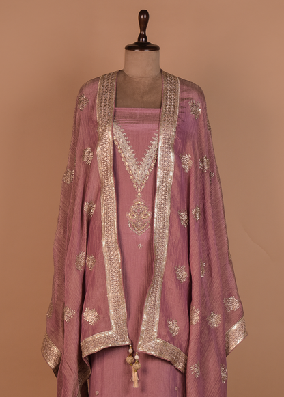 Pink Mushroo Silk Dress Material