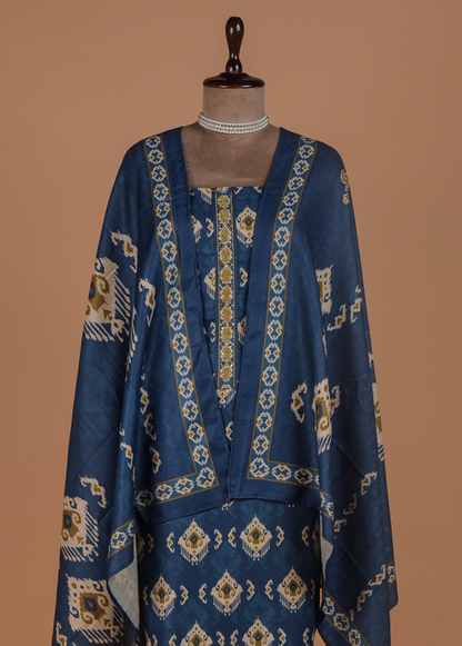 Blue Pashmina Dress Material