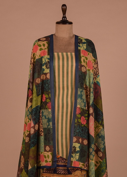 Multicoloured Mulmul Cotton Dress Material