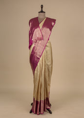 Cream Silk Kanjeevaram Saree