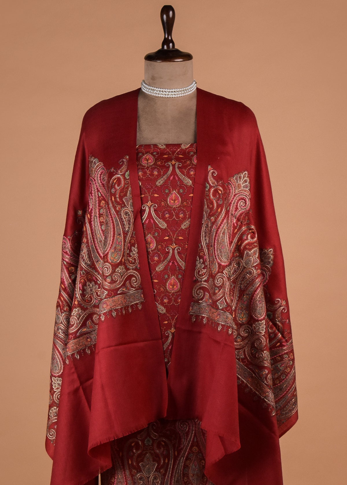 Red Pashmina Dress Material