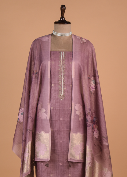 Pink Chanderi Cotton Dress Material